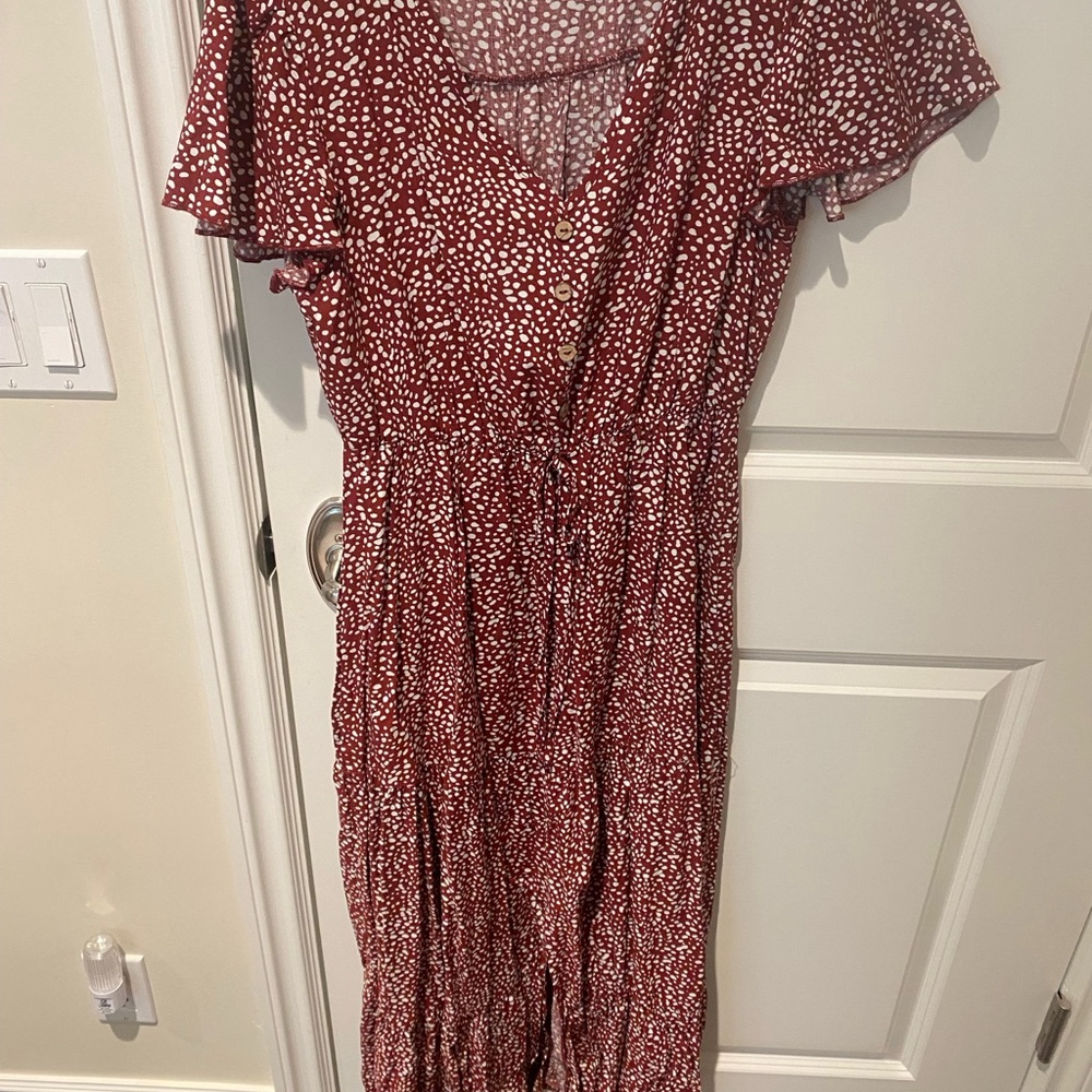 Elegant Red Polka Dot Dress